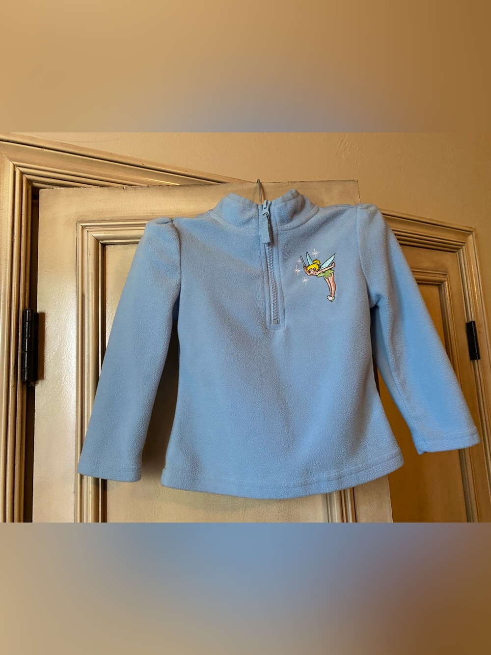 Disney Store Girls Blue Tinker Bell Fleece 1/4 Zip Pullover Jacket, size 2/3T